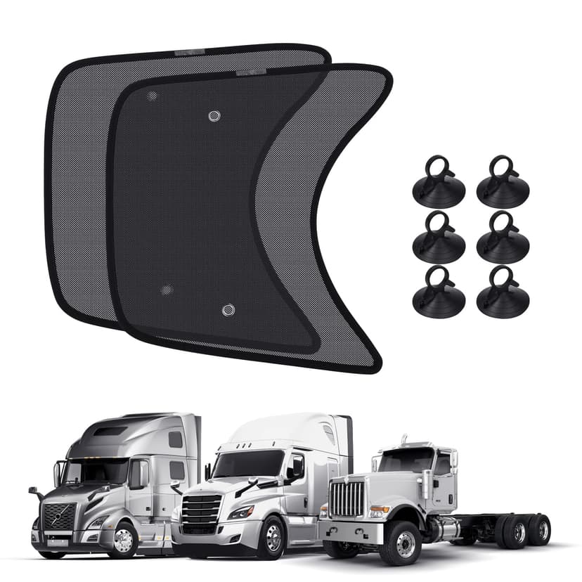 KUST 2PCS 23''*21.6'' Side Window Shades for Semi Truck/Heavy Duty Truck - Freightliner Cascadia, Volvo, Mack, Kenworth, Peterbilt, International LT, Western Star - Mesh Shade - Truck Accessories