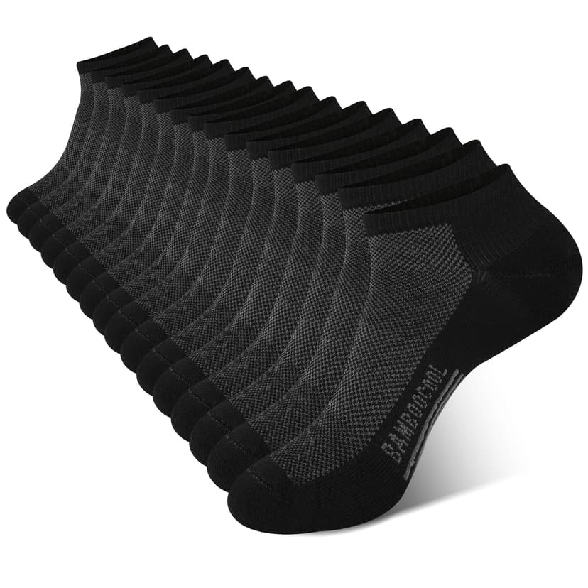 BAMBOO COOL Men's Athletic Ankle Socks Moisture Wicking, Anti-Odor Breathable Running Mesh Socks Arch Support, 8 Pack