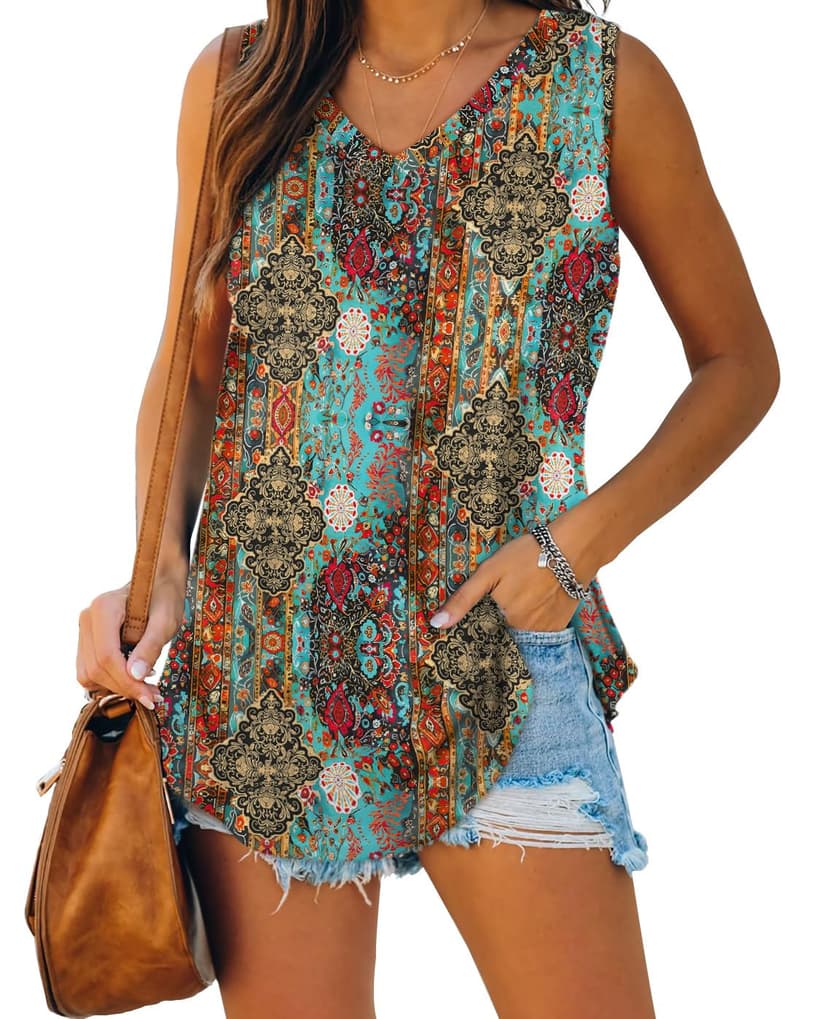 XIEERDUO Womens Tank Tops V Neck Basic Solid Color Casual Flowy Summer Sleeveless
