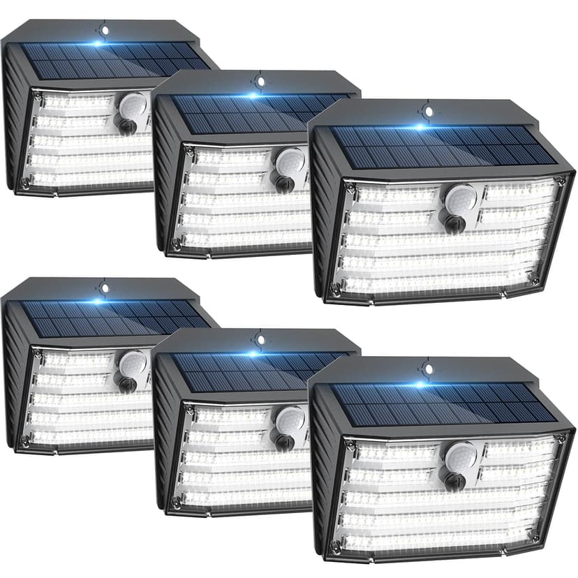 Solar Motion Lights Outdoor, Ultra Bright Solar Fence Lights with Motion Sensor, IP65 Waterproof Security Light 3 Modes, 270° Lighting Angle, Wall Lights for Deck Patio Fence Garage Door (6 Packs)