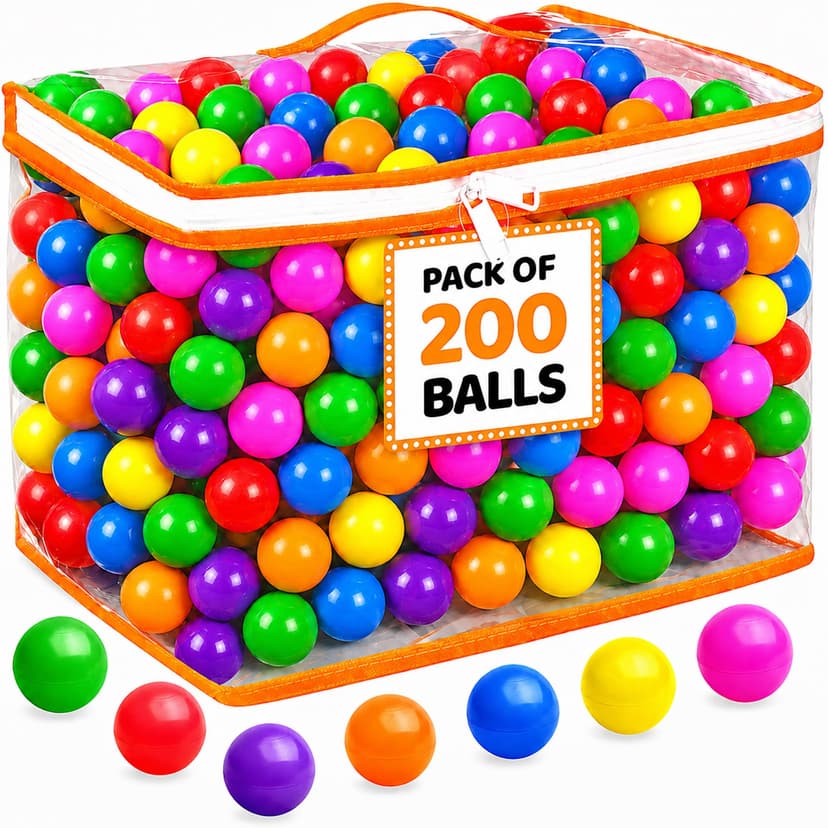 Ball Pit Balls for Toddlers with Storage Bag - 7 Bright Colors, Crush Proof, Great Play Toys for Tents, Pools, and Party