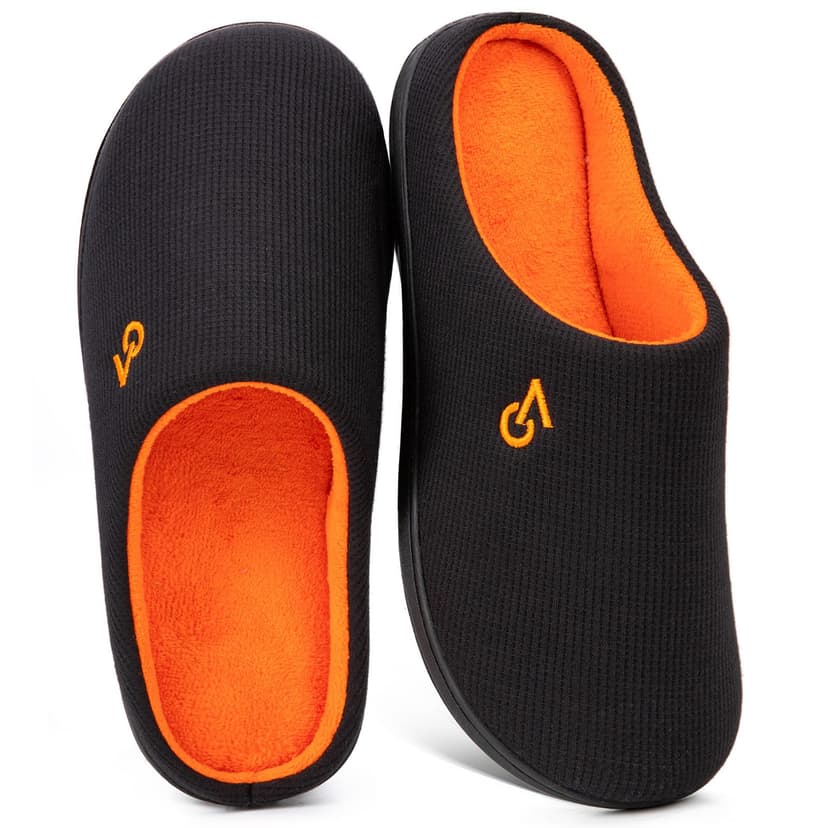 VeraCosy Men's Two-Tone Memory Foam House Slippers Indoor Outdoor Durable Rubber Sole