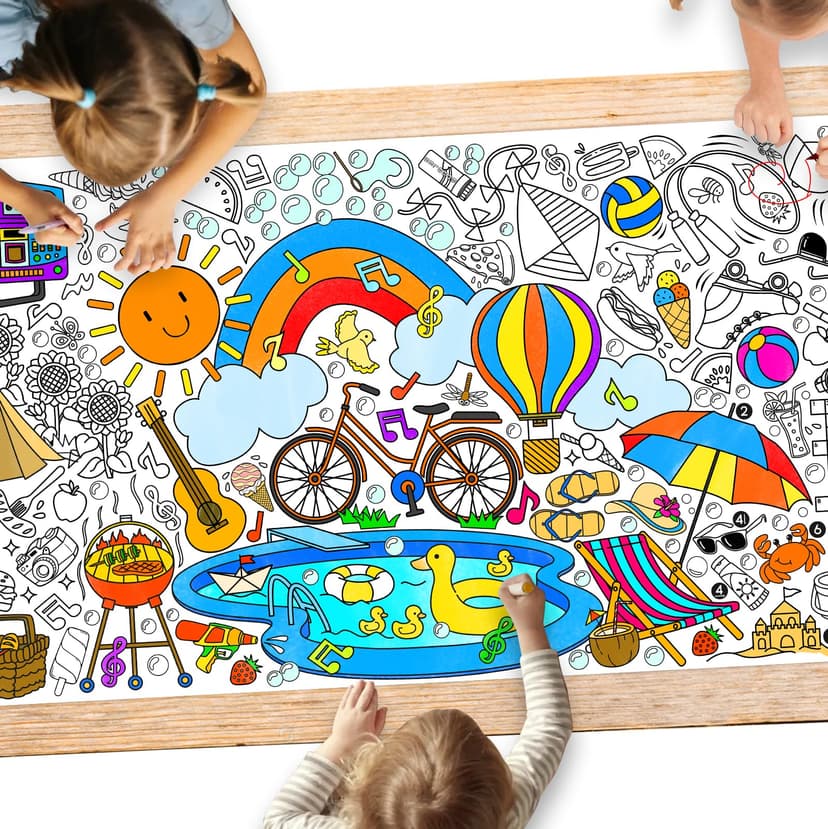 Gatherfun Giant Coloring Poster for Classroom - 31.5x72 Versatile Summer Activity Poster/Table Cover for School Parties, Birthday & Special Events Decoration