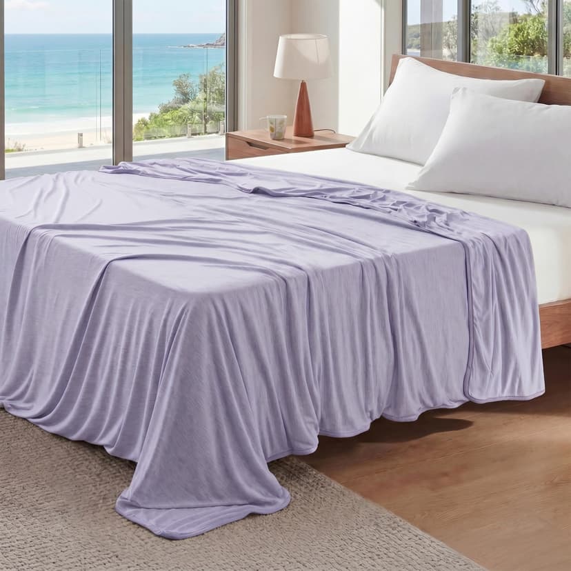 Bedsure Lavender Cooling Blanket Full Size for Hot Sleepers - Summer Blanket Full Size Cold Bed Cool Arc-Chill Thin Ice Cooled Bedding with Rayon Derived from Bamboo Night Sweats Hot Flashes, 80x90