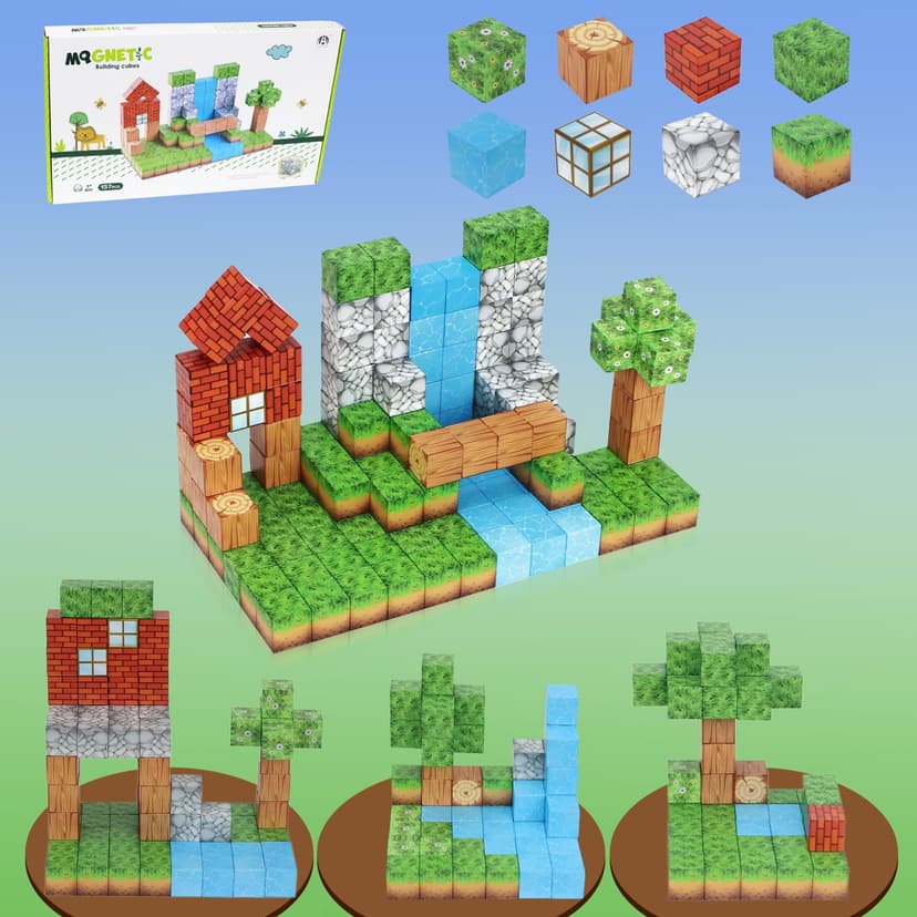Cyangiwy 200PCS Themed Magnetic Blocks, Pixelated Building Toys with Strong Magnetic Adsorption for Boys Girls Age 6-12