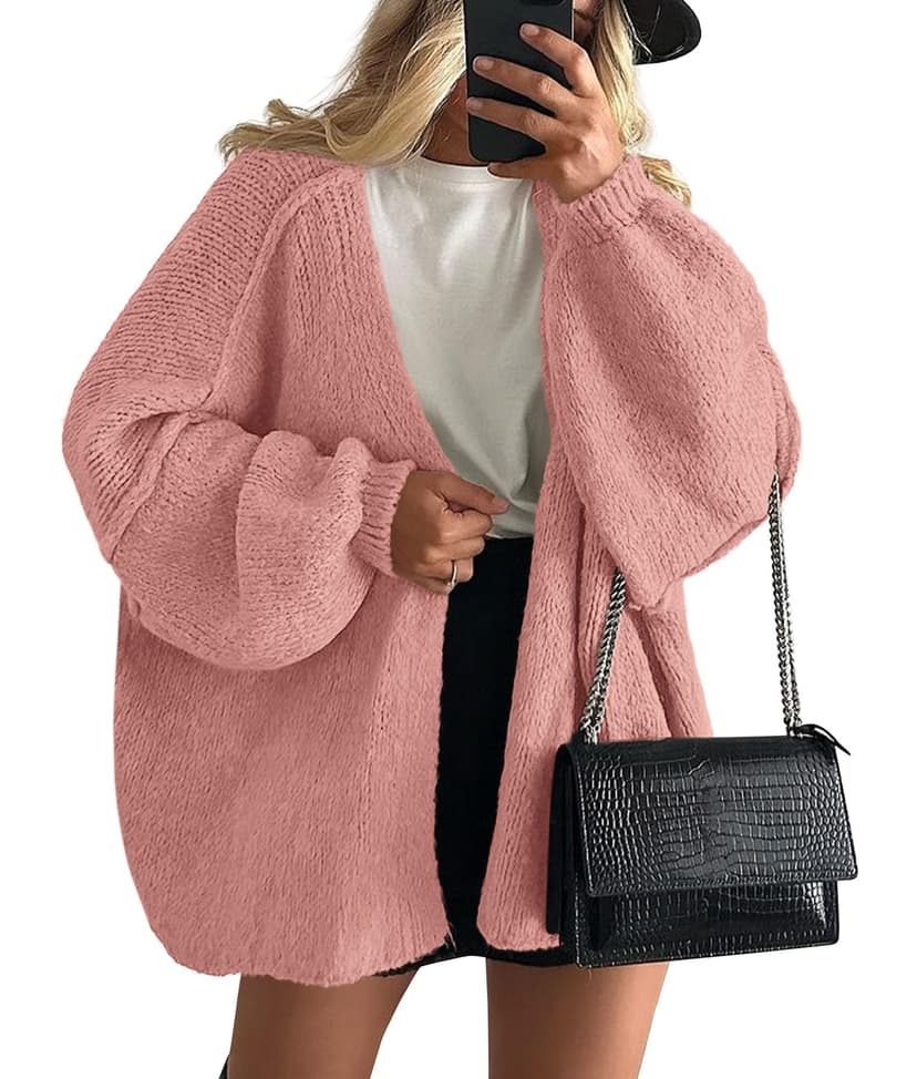 PRETTYGARDEN Womens Open Front Oversized Cardigan Sweaters | Soft Chunky Knit, Baggy Loose Fit, Long Lantern Sleeve Lightweight Sweater, Casual Daily Going Out, Fall Winter Outfits
