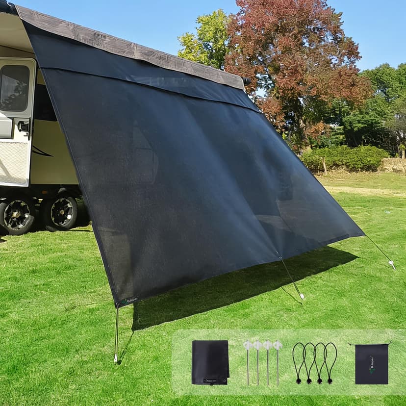Dulepax RV Awning Sun Shade Screen with Zipper 9'X20'3'' -Second Generation RV Awning Shade Screen Significantly Improves Shadew and Privacy.Universal, RV Awning Screen with Complete Kits