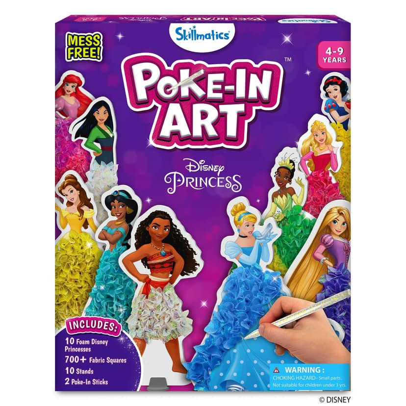 Skillmatics Poke-in Art – Disney Princesses, Mess-Free DIY Wood Craft Kit | Screen-Free Entertainment, Fun Colorful Creative Activity for Kids, Cinderella, Ariel, Gifts for Girls Ages 4, 5, 6, 7, 8, 9