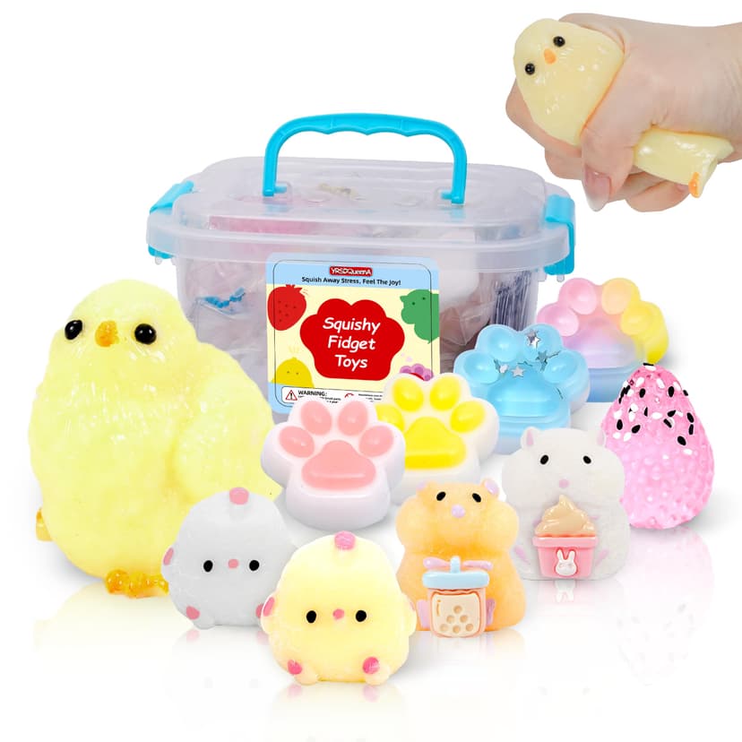 10 Pack Taba Squishy Toys kit with Toy Box & Cute Stickers, Kawaii taba Squishies Stress Relief Toys Party Favors for Kids 4-8 8-12, Squishy Fidget Toys for Kids , Birthday Gifts Toys for Girls 8-10