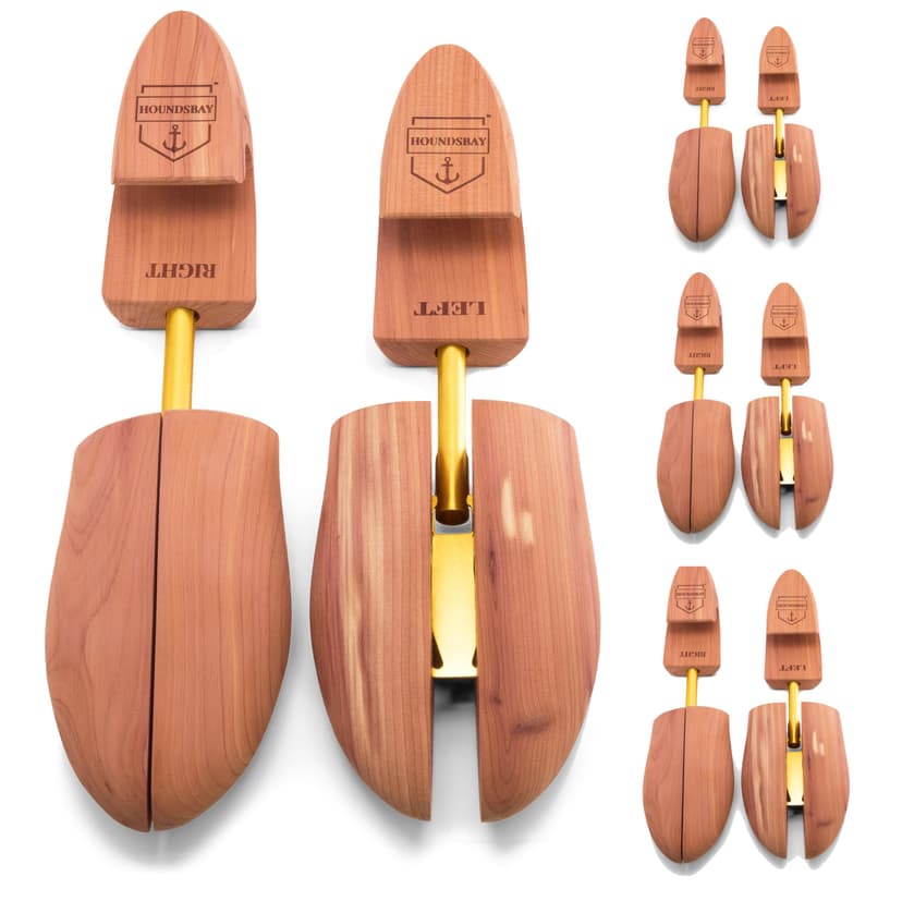 HOUNDSBAY Cedar Shoe Tree, Shoe Trees for Men & Women - Shaper & Stretcher | 100% Aromatic Red Cedar Wood Shoe Trees for Boots & Sneakers, Natural Crease Protector & Shoe Shaper, Shoe & Boot Trees