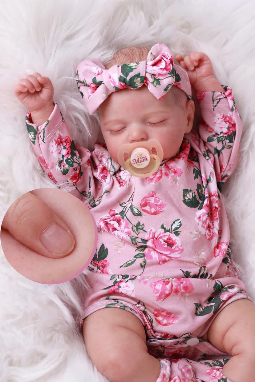 BABESIDE 20-Inch Lifelike Reborn Baby Doll, Cuddly Realistic Baby Doll Girl | Painted Real Life Baby Dolls with Soft Body Poseable Limb Accessories Gift for Granddaughter Daughter Kids Age 3+ Collecti