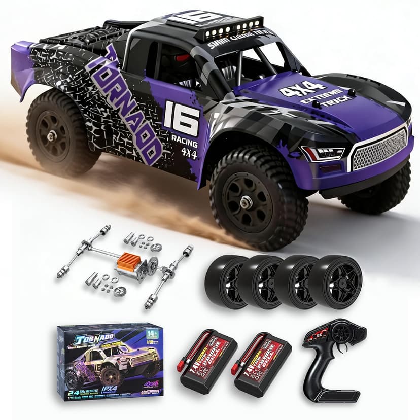 X-TMAGA Remote Control RC Cars 1:16 Monster Truck Toys Cars for Adult & Boys, 4WD Off-Road, Metal Transmission Parts, High Speed Fast 40+ KPH, 4X4 Waterproof with 2 Rechargeable Batteries (HS16-83)