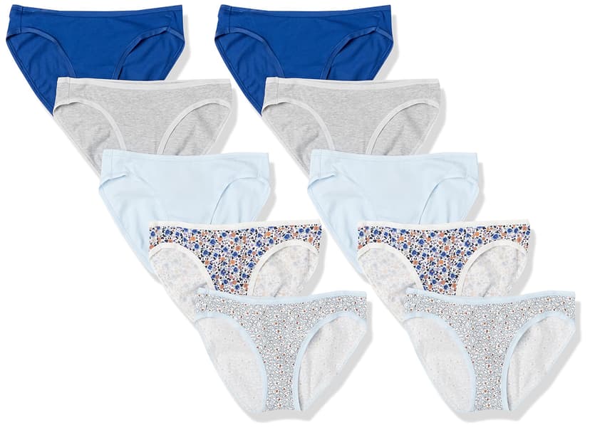Amazon Essentials Women's Breathable Cotton Bikini Brief Underwear with Full Coverage, Multipacks