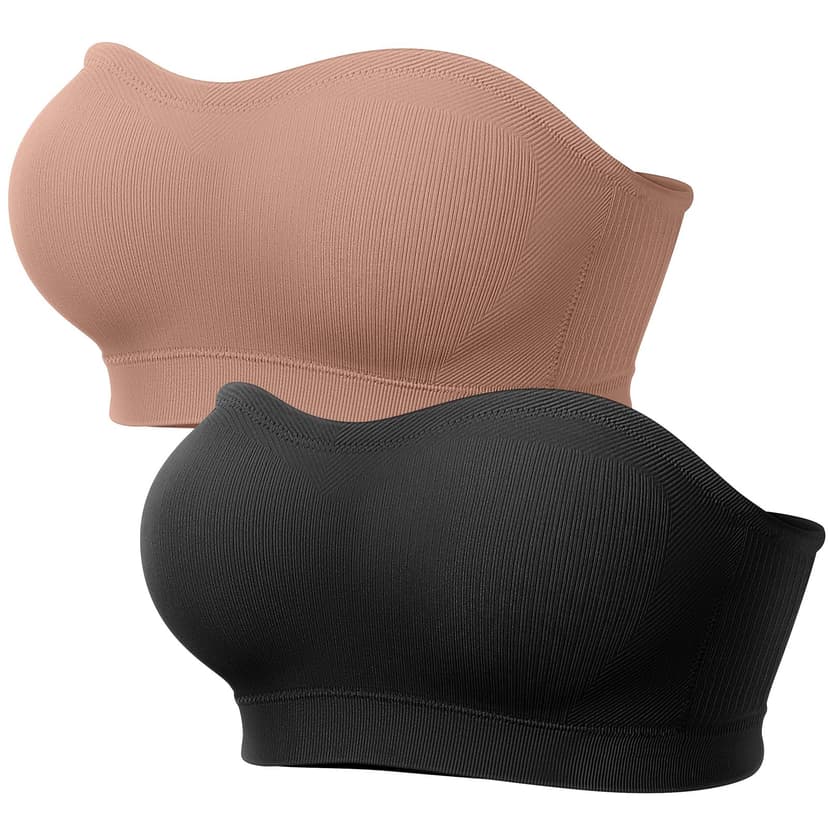 LetsJoli Push Up Strapless Bras for Women Supportive Bandeau Bra Non Slip Wireless No Underwire Padded Tube Bra