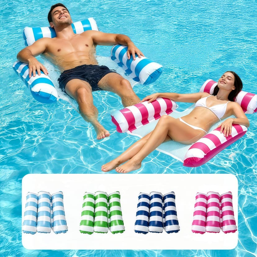 4 Pack 300 LB Pool Floats,Inflatable Pool Float Chair for Adults Swim Floating Party Vacation Fun and Rest