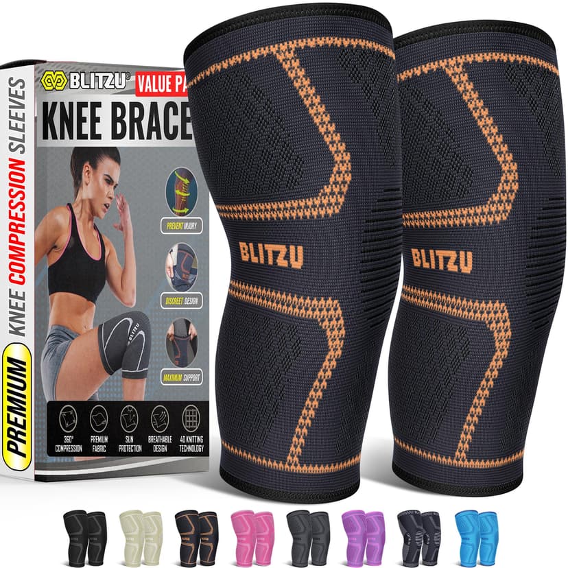 Knee Brace Men & Women, Knee Compression Sleeve Support Wrap Tendonitis M | 2 Pack, Joint & Patella Stabilization, Arthritis Pain Relief, Meniscus Tear, ACL Injury Recovery, Running, Sports, Workout