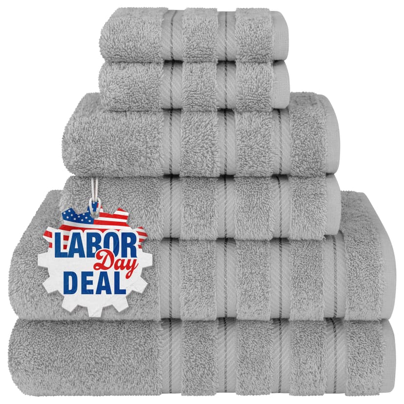 American Soft Linen 100% Cotton Luxury Turkish Towels, 6 Piece Towel Set | Soft Absorbent Quick Dry OEKO Tex Standard 100 Certificated Durable Machine Washable Premium Hotel Quality