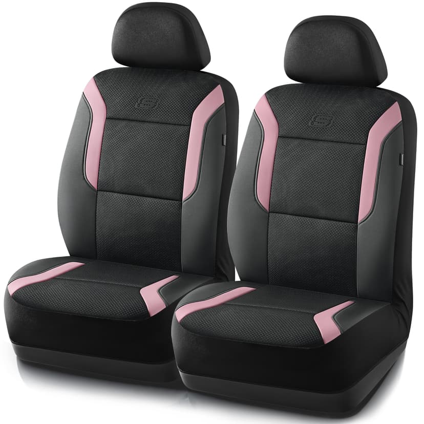 Skechers Memory Foam Car Seat Covers, Air Cool Mesh Thick Seat Covers, Car Seat Covers Front Seats Airbag Compatible, Automotive Comfort Protection for Most Cars, Vans,Trucks, SUVs,Pink