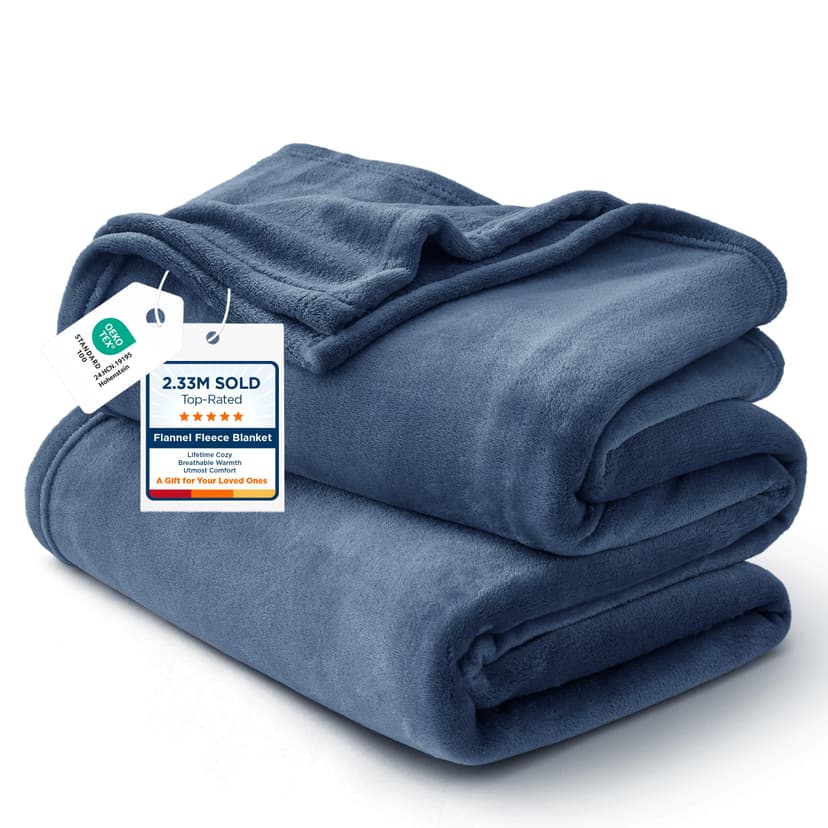 Bedsure GentleSoft Fleece Blankets Queen Size Blue - Bed Blanket Soft Lightweight Plush Fuzzy Cozy Luxury Microfiber, 90x90 inches