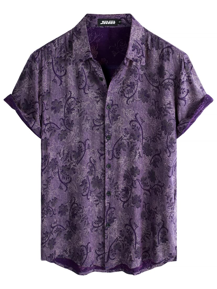JOTOOK Mens Hawaiian Shirt Short Sleeve Button Down Tropical Shirts Casual Floral Summer Beach Shirt