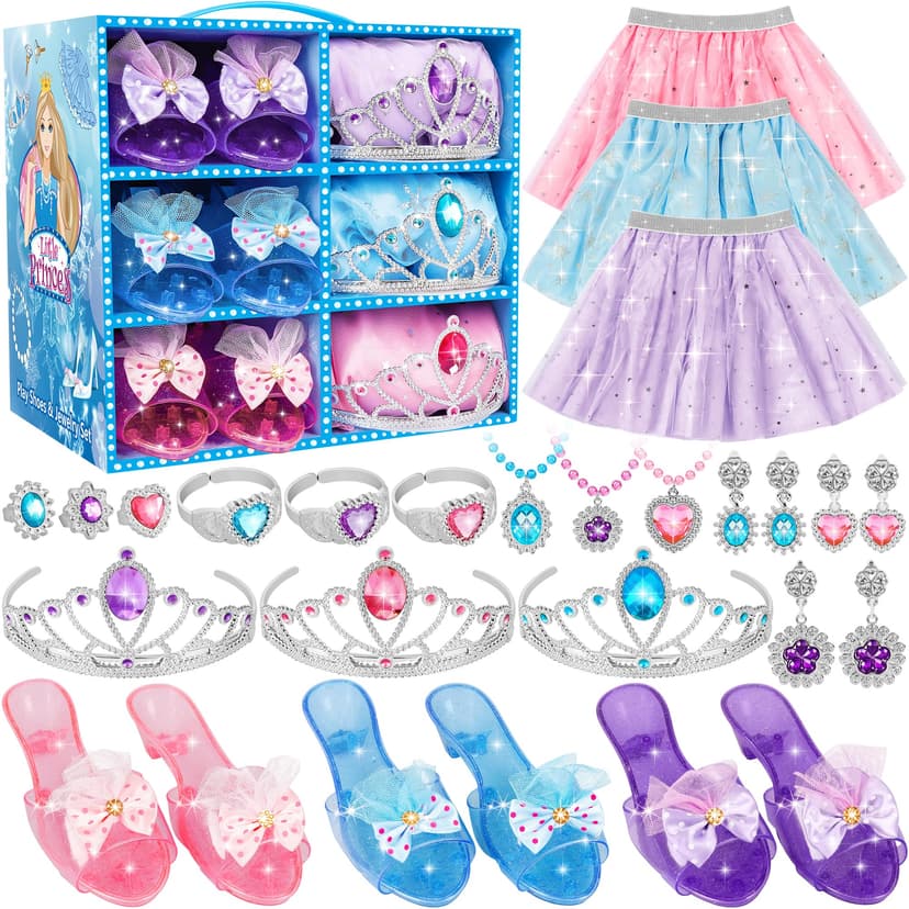 LJZJ Princess Dress Up Toys & Jewelry Boutique, Girls Role Play Gift for 3+ Year Old Girl Toddler B-Day Party Favors