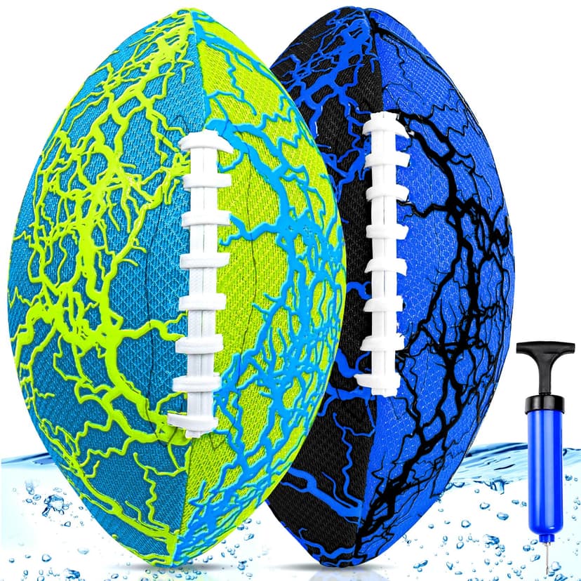 Jasonwell Pool Beach Water Football - 2Pack Strong Grip Waterproof Football for All-Weather Play Pool Toys Beach Games Outdoor Sports Toy Christmas Birthday Gifts for Kids Boys Teens Adults