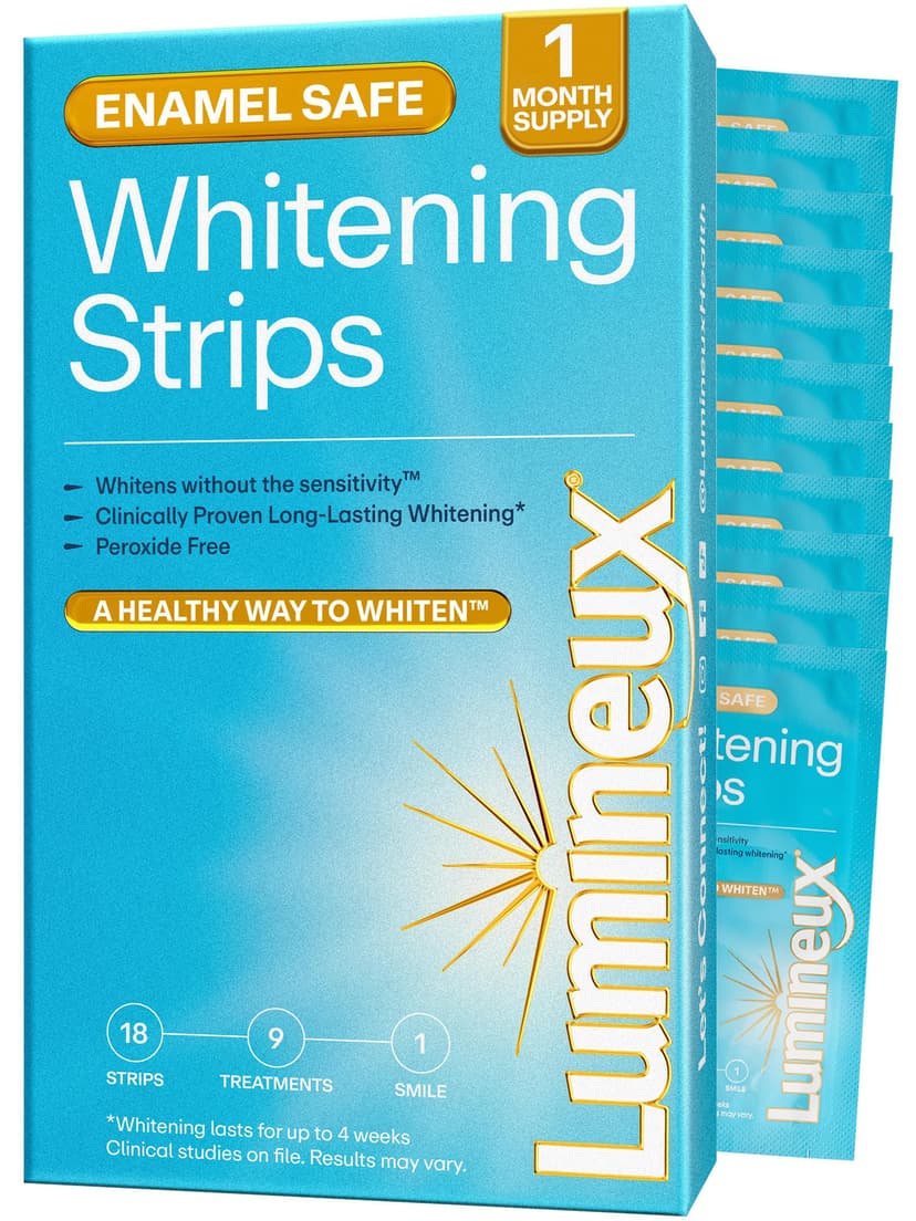 Lumineux Teeth Whitening Strips, Peroxide Free, 9 Treatments (1 Month) | Peroxide free, enamel safe, dentist formulated, clinically tested & proven, free from harsh ingredients, no sensitivity